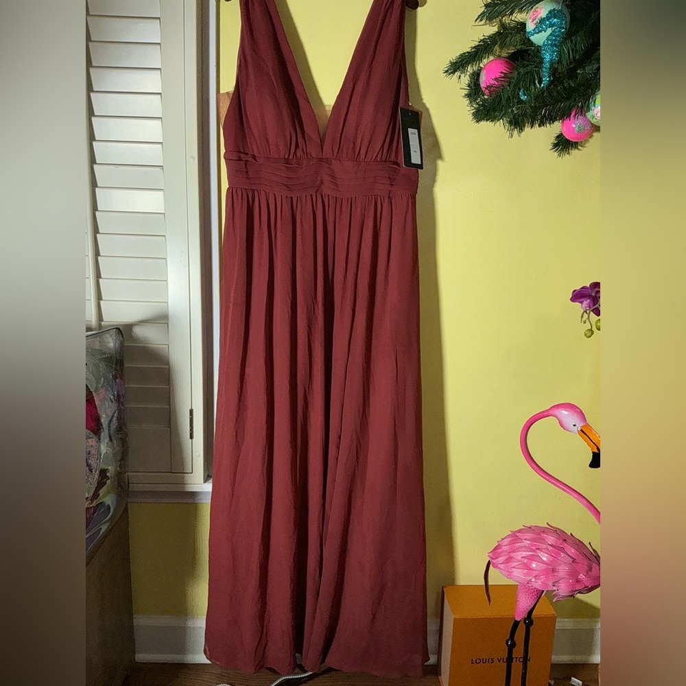 Eva Grecian Evening Gown Rust Measures XL - Picture 11 of 16